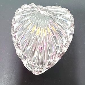 Vintage Yugoslavia Crystal Clear 24% Lead Crystal Ribbed Heart Trinket Box